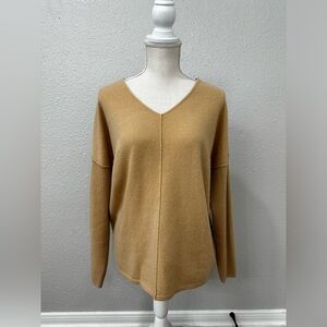 SOFT SURROUNDINGS Camel  Etta Cashmere V-Neck Sweater Size XS-S